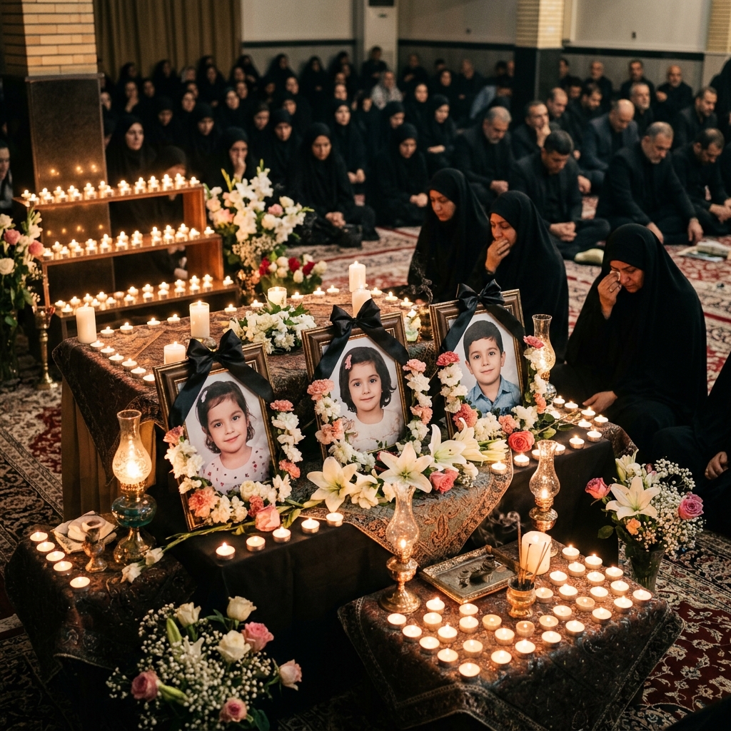 میناب در سوگ: مراسم چهل‌مین روز شهدای مدرسه شجره طیبه